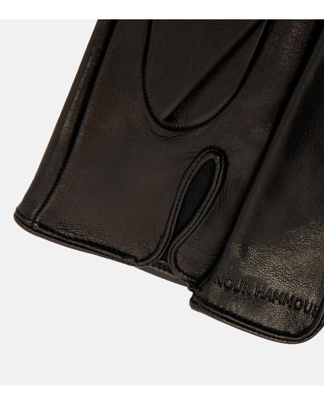 Nour Hammour Black Leather Gloves