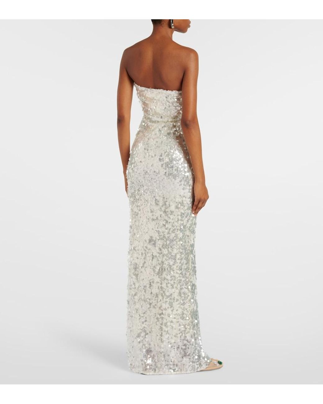 Christopher Esber White Opaline Sequined Strapless Gown