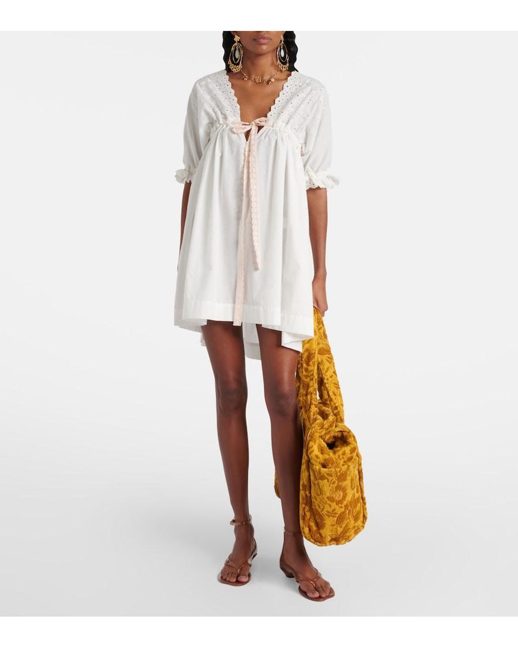 Chloé White Broderie Anglaise Cotton-Blend Minidress