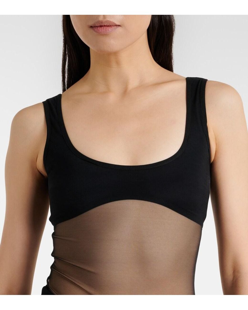 Nensi Dojaka Black Semi-Sheer Tank Top