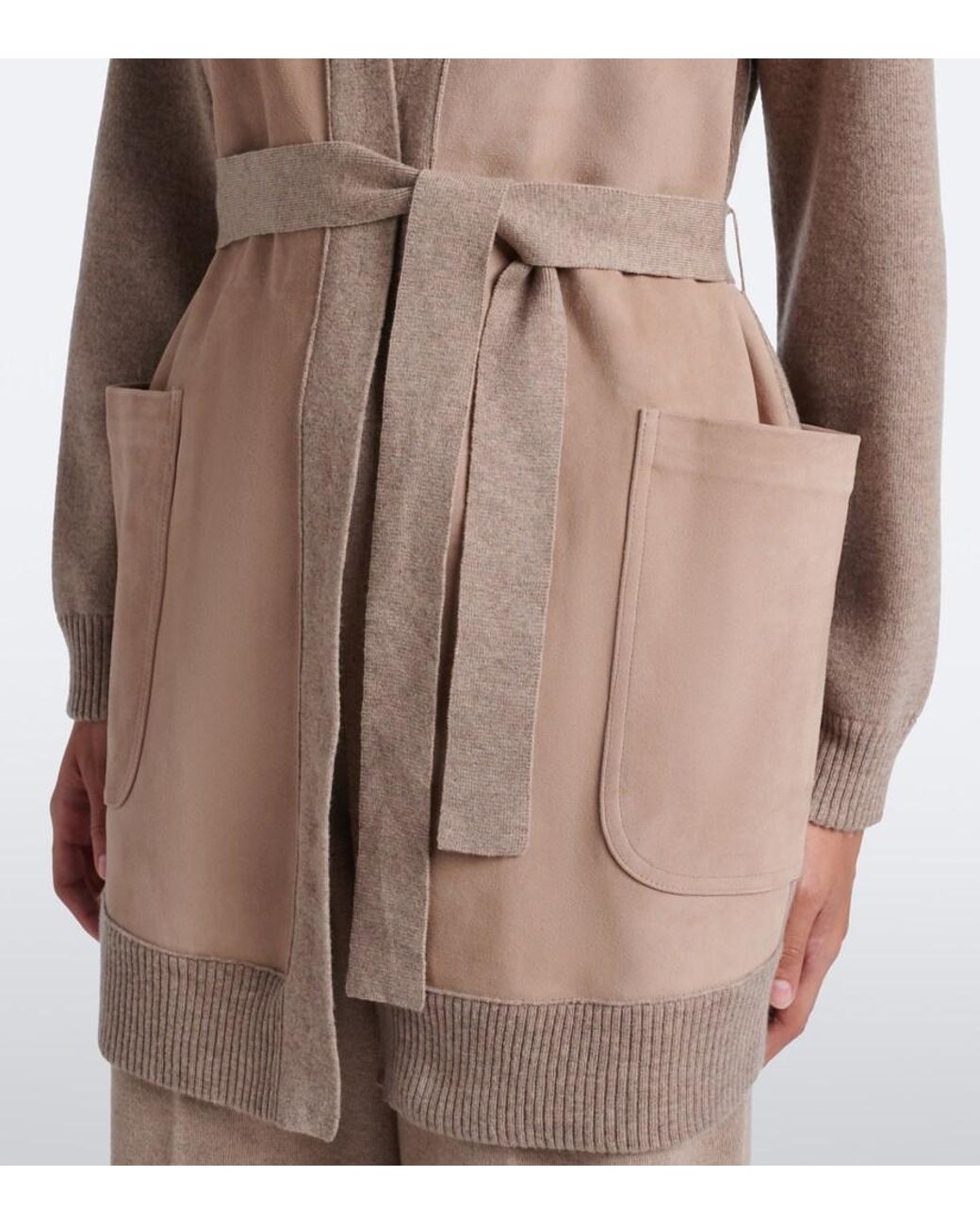Max Mara Natural Suede-Trimmed Wool And Cashmere Cardigan
