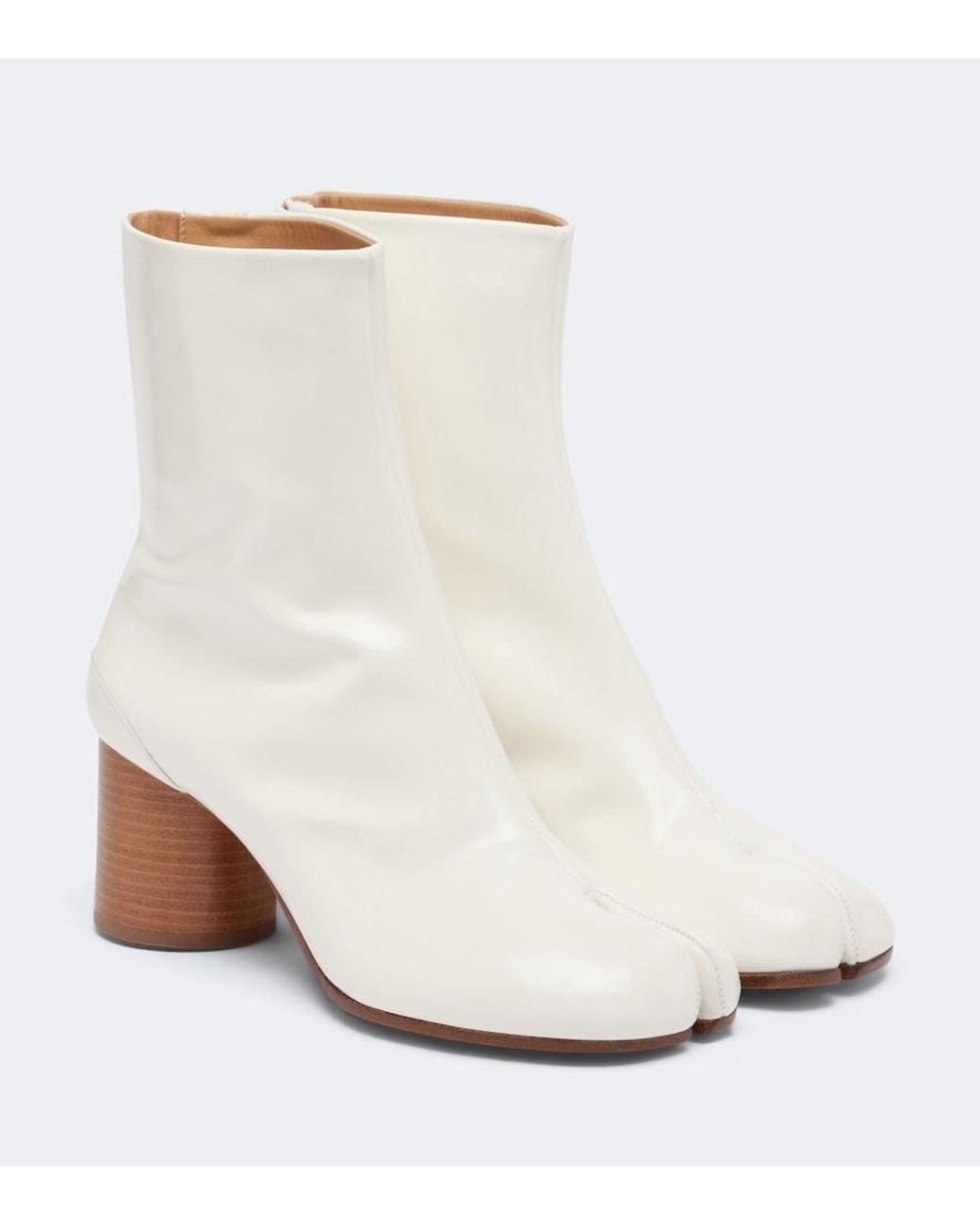Maison Margiela White Tabi Leather Ankle Boots