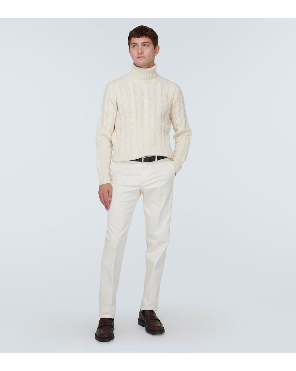 Polo Ralph Lauren White Cable-Knit Wool And Cashmere Turtleneck Sweater for men