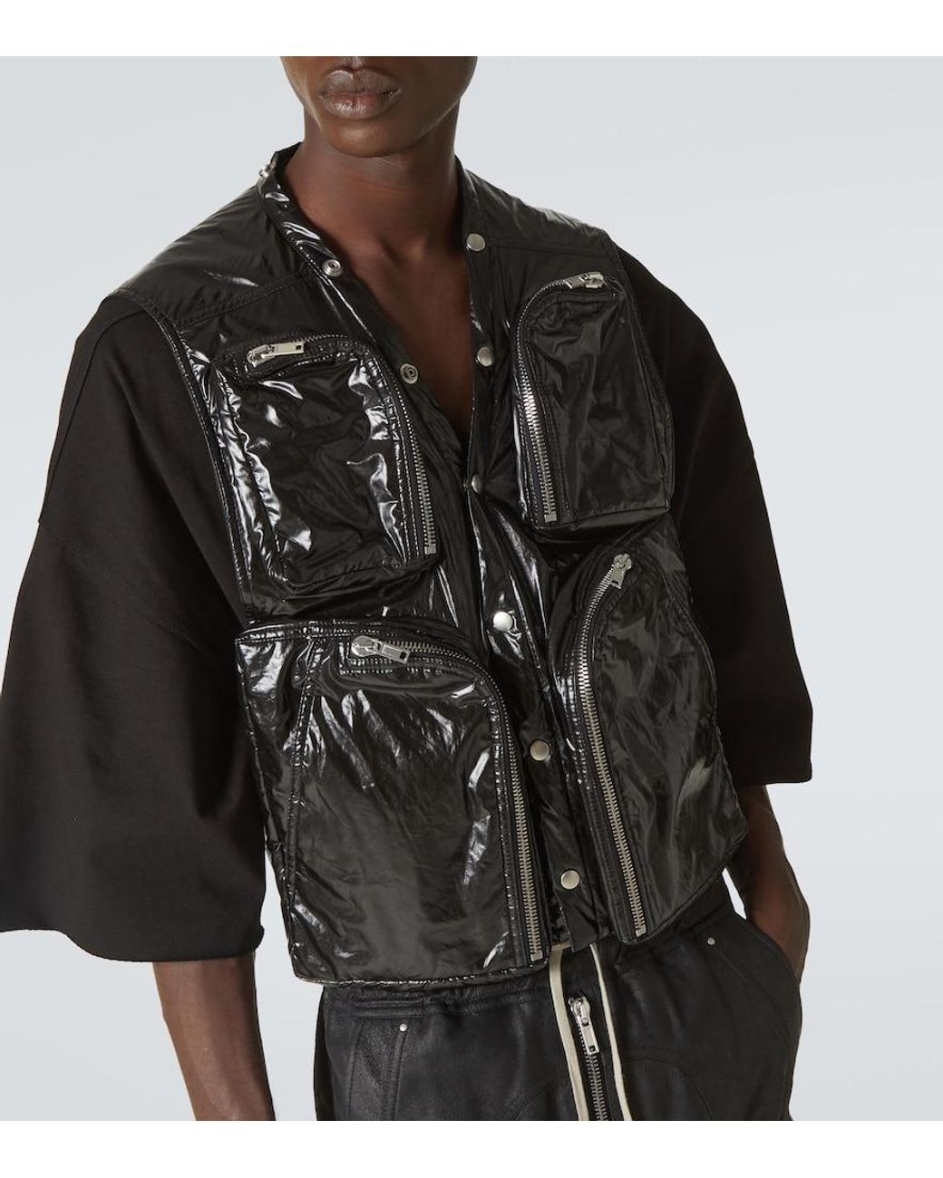 Rick Owens Black Cotton Cargo Vest for men
