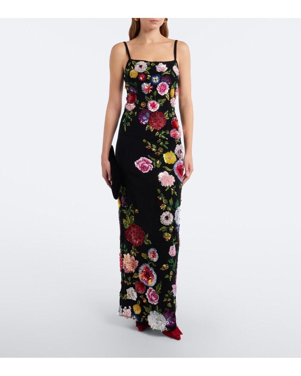 La Fuori White Noir Jardin Sequined Gown