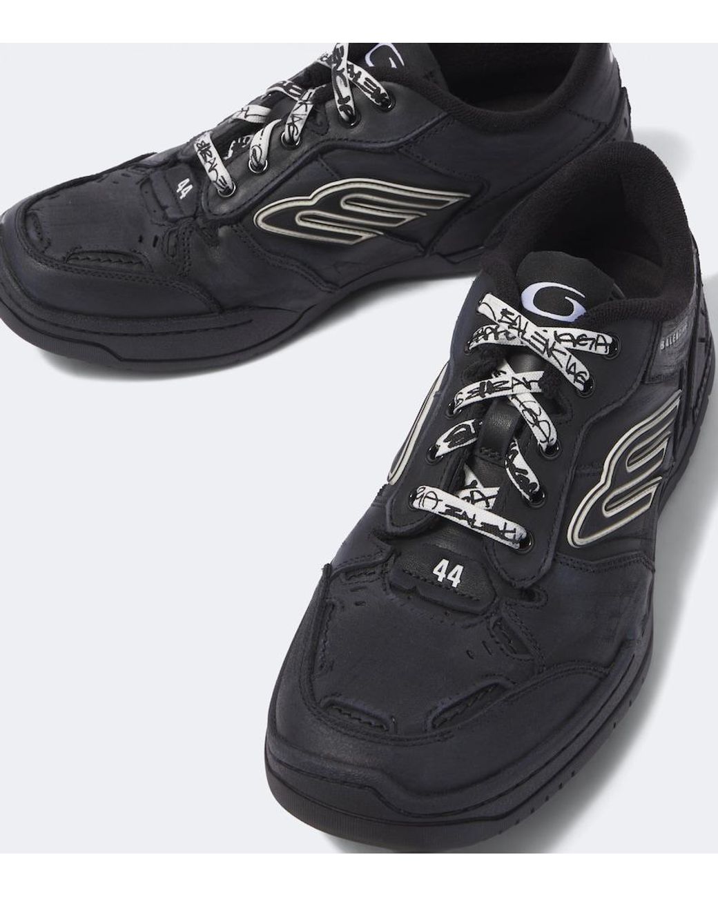 Balenciaga Black Hamptons Leather Sneakers for men