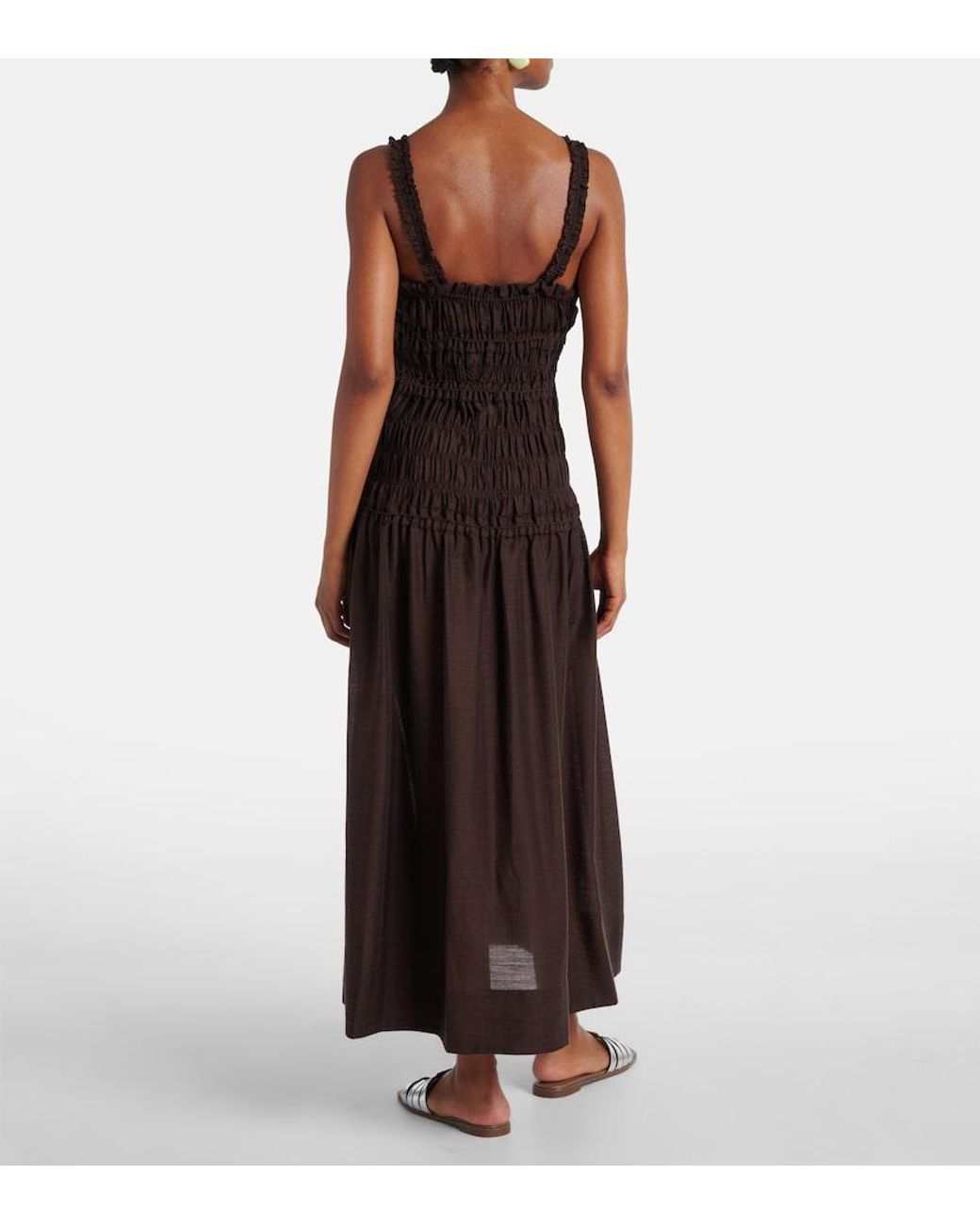 Tory Burch Black Smocked Midi Dress