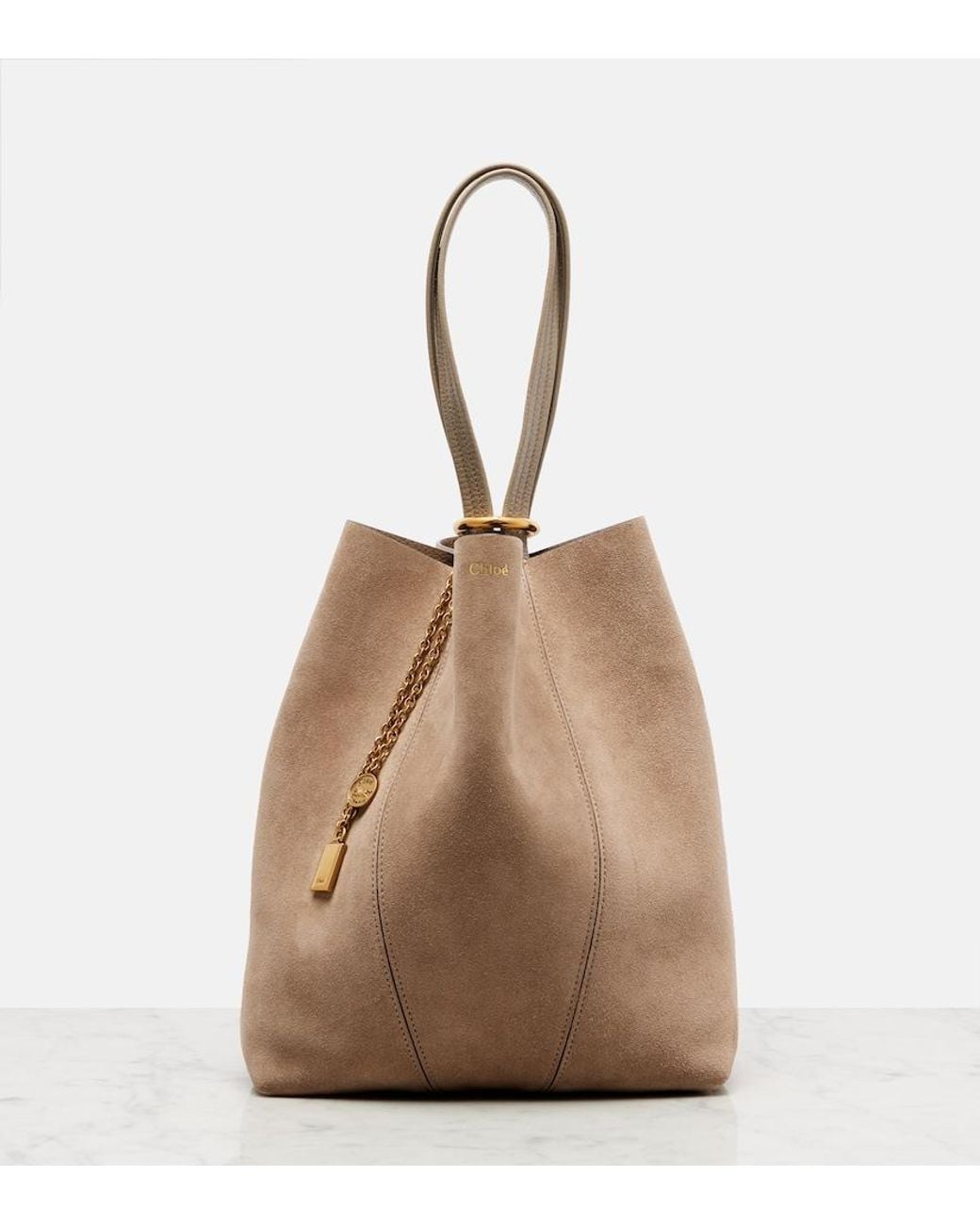 Chloé Brown Spin Medium Suede Tote Bag