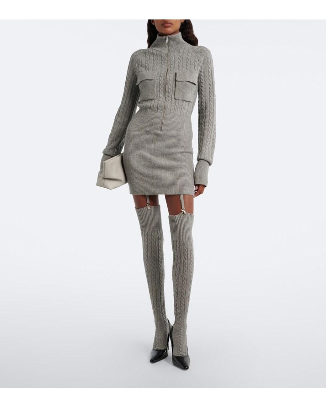 AYA MUSE Gray Rovo Minidress And Over-The-Knee Socks Set