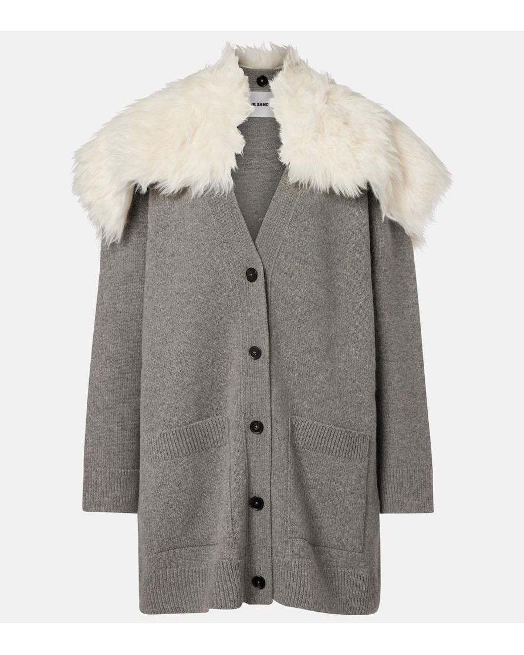 Jil Sander Gray Wool, Cotton, And Cashmere-Blend Cardigan