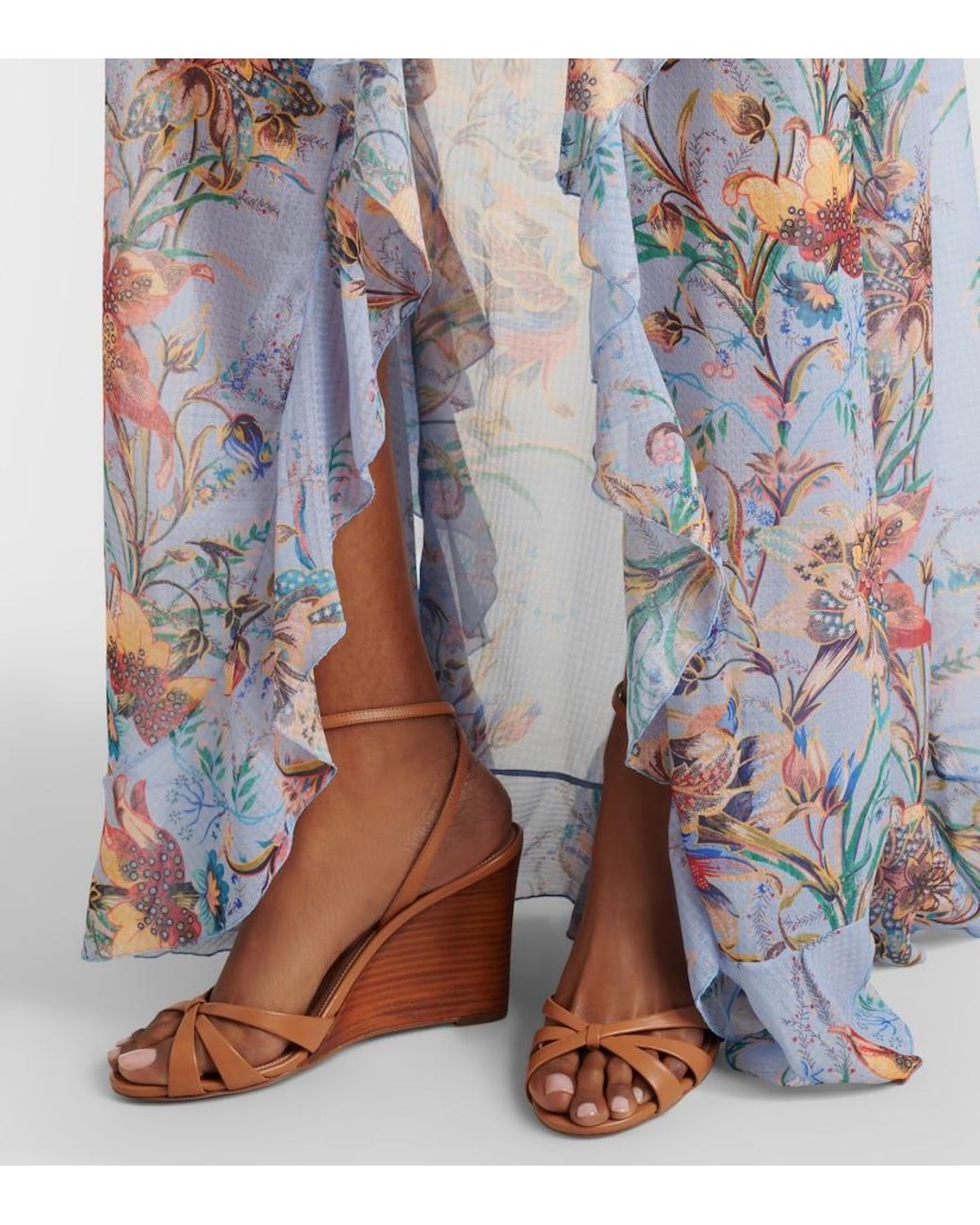 Aquazzura Brown Tati Leather Wedge Sandals
