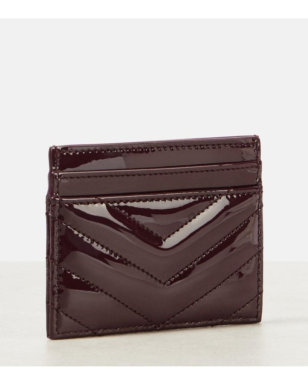 Saint Laurent Purple Cassandre Patent Leather Card Holder