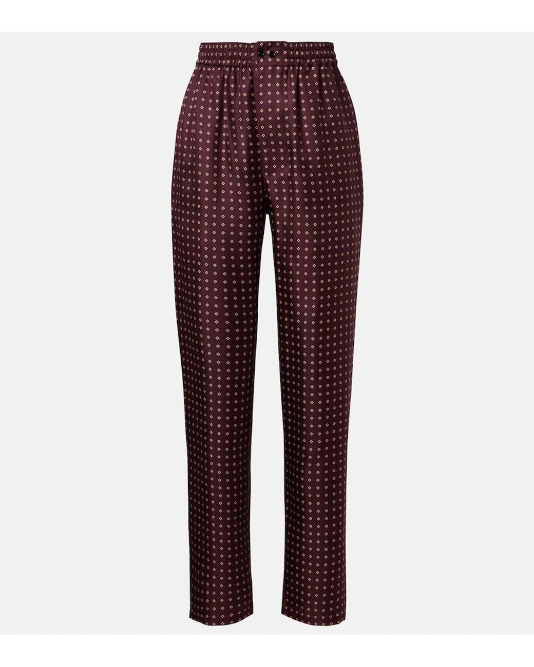 Saint Laurent Purple Printed Silk Satin Pajama Pants
