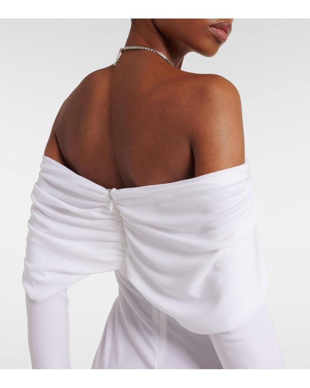 Christopher Esber White Arched Palm Off-Shoulder Maxi Dress