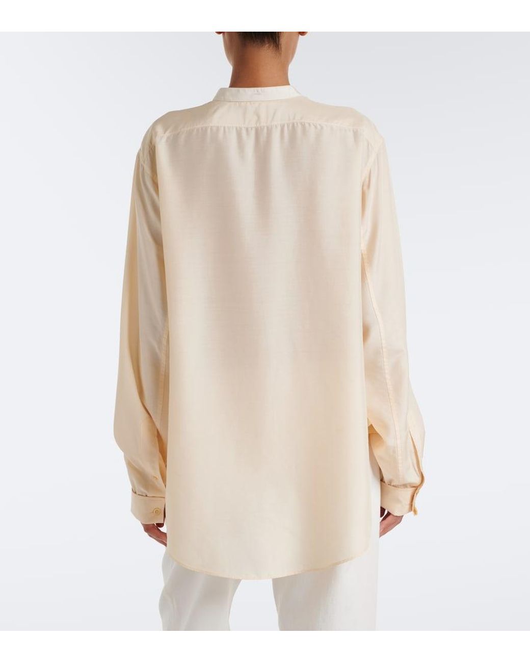 The Row White Lula Silk Satin Shirt