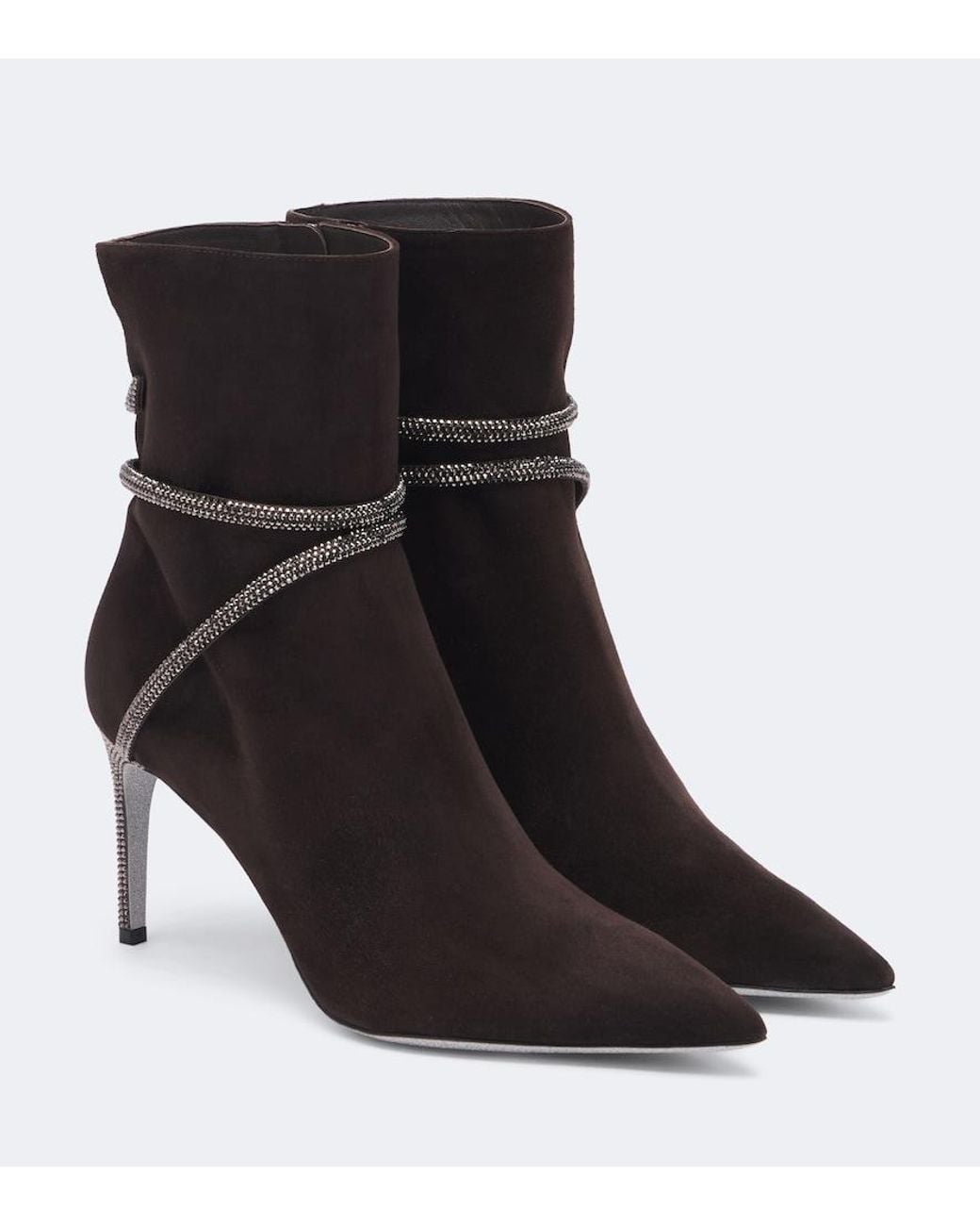 Rene Caovilla Black Cleo Embellished Suede Ankle Boots