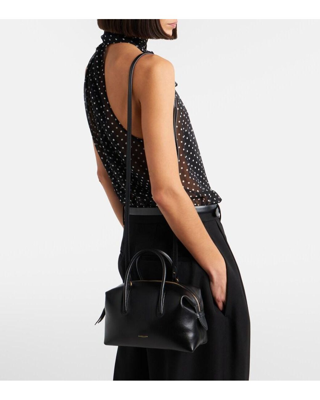 DeMellier London Black Stockholm Small Leather Top-Handle Bag