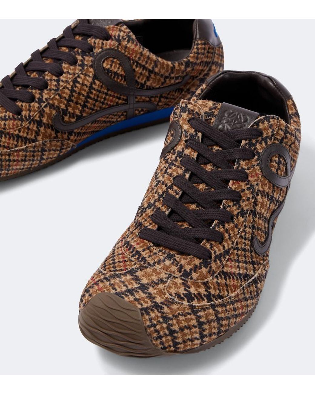Loewe Brown Ballet Runner 2.0 Leather-trimmed Checked Wool Sneakers for men