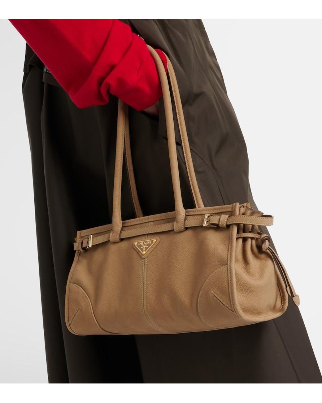 Prada Natural Bonnie Medium Leather Shoulder Bag
