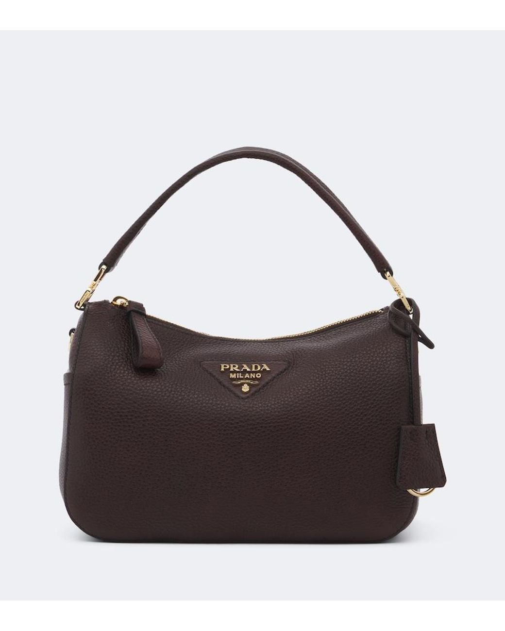 Prada Brown Small Leather Top-Handle Bag