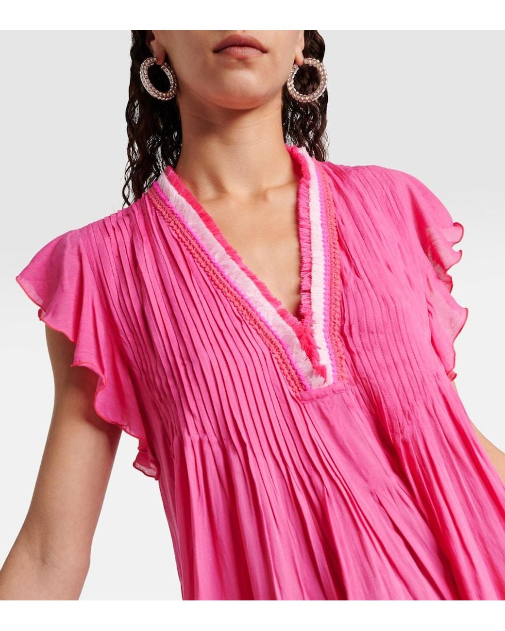 Poupette Pink Sasha Ruffled Pleated Minidress