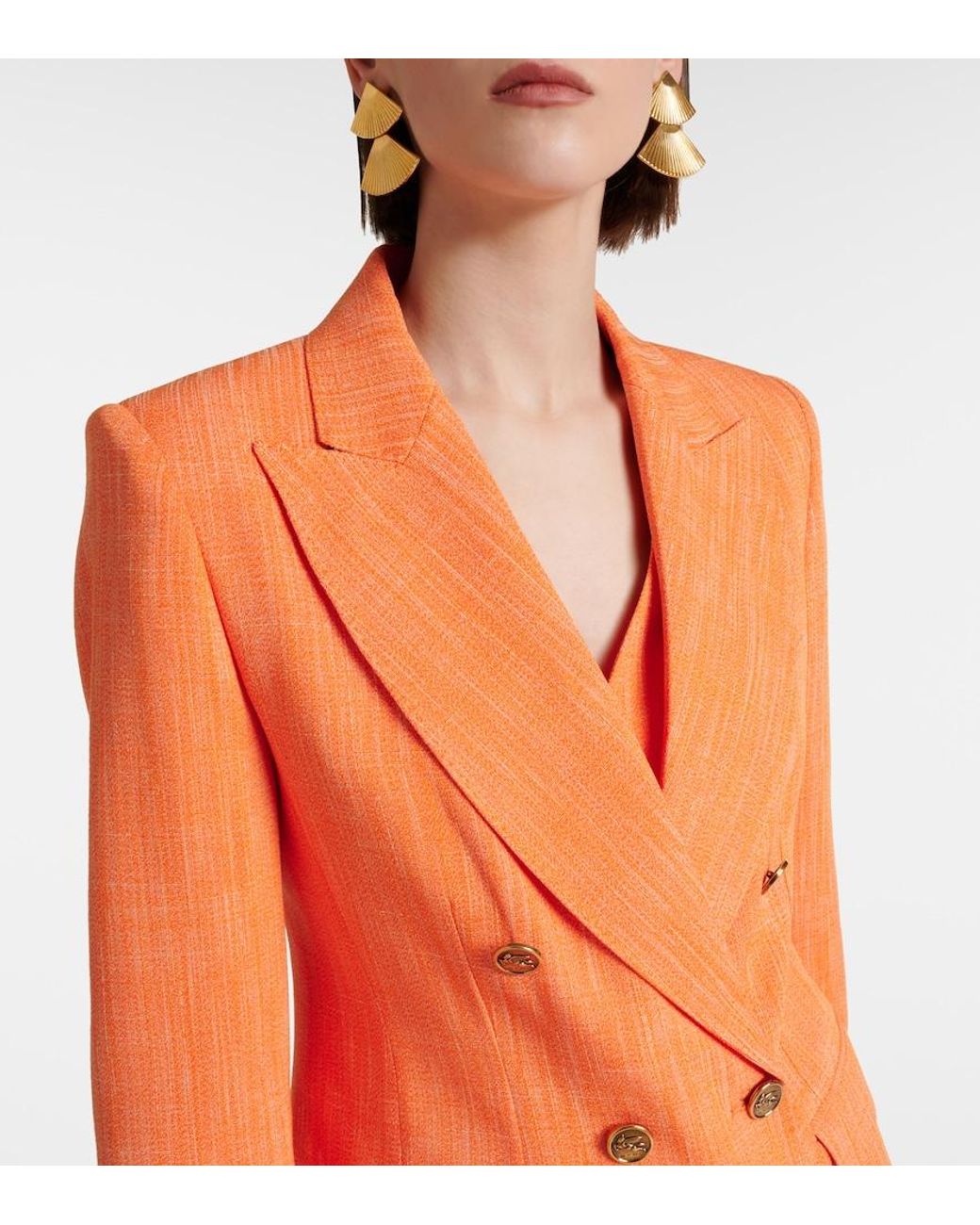 Etro Orange Double-Breasted Blazer