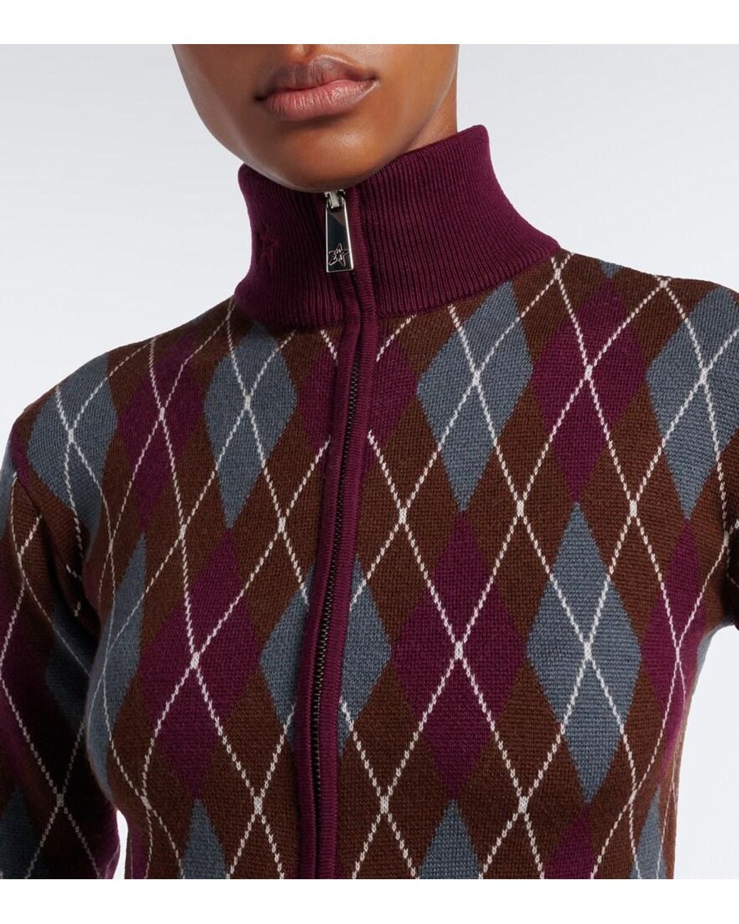 Perfect Moment Red Argyle Wool Bodysuit
