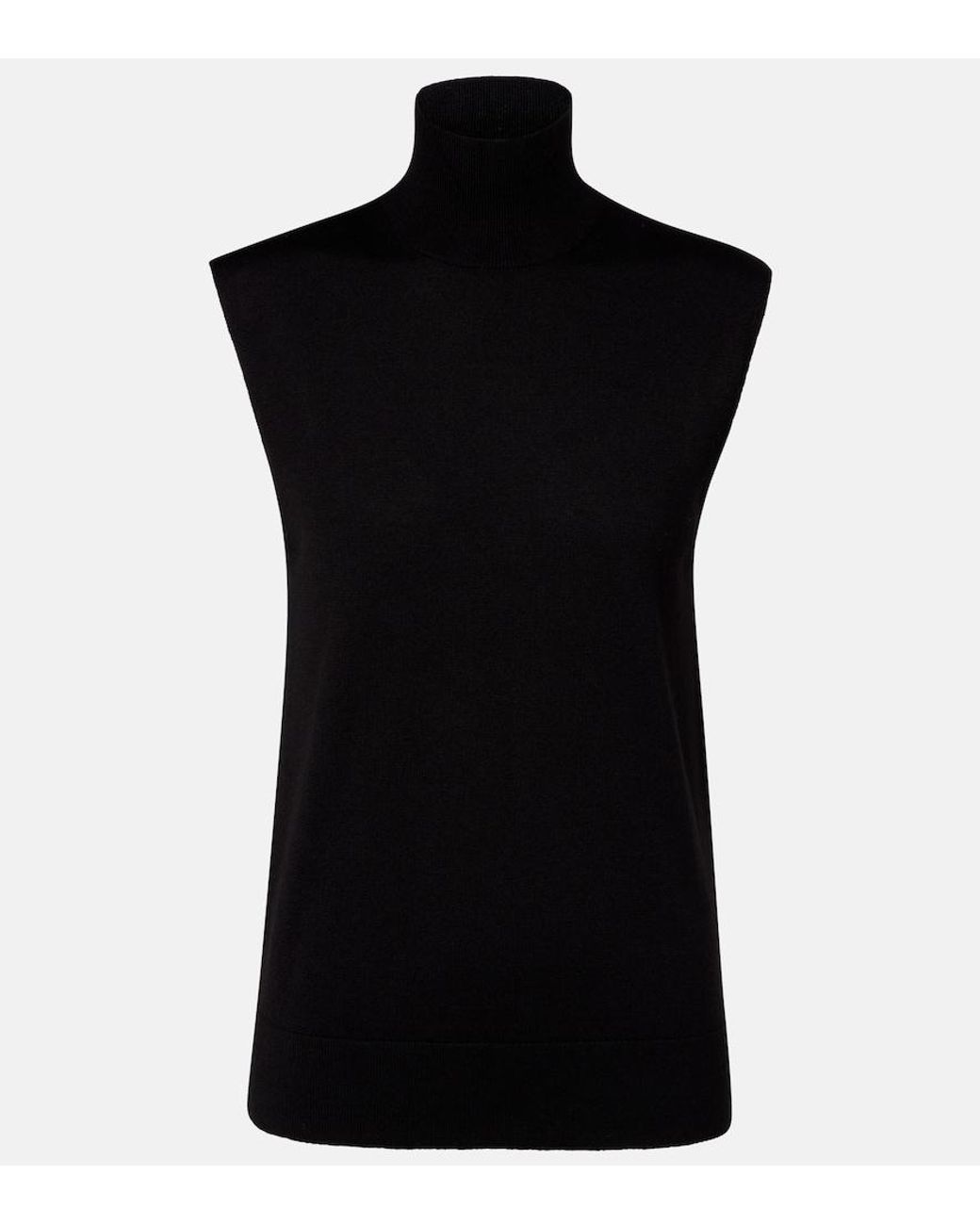 Totême Black Wool And Silk Sweater Vest