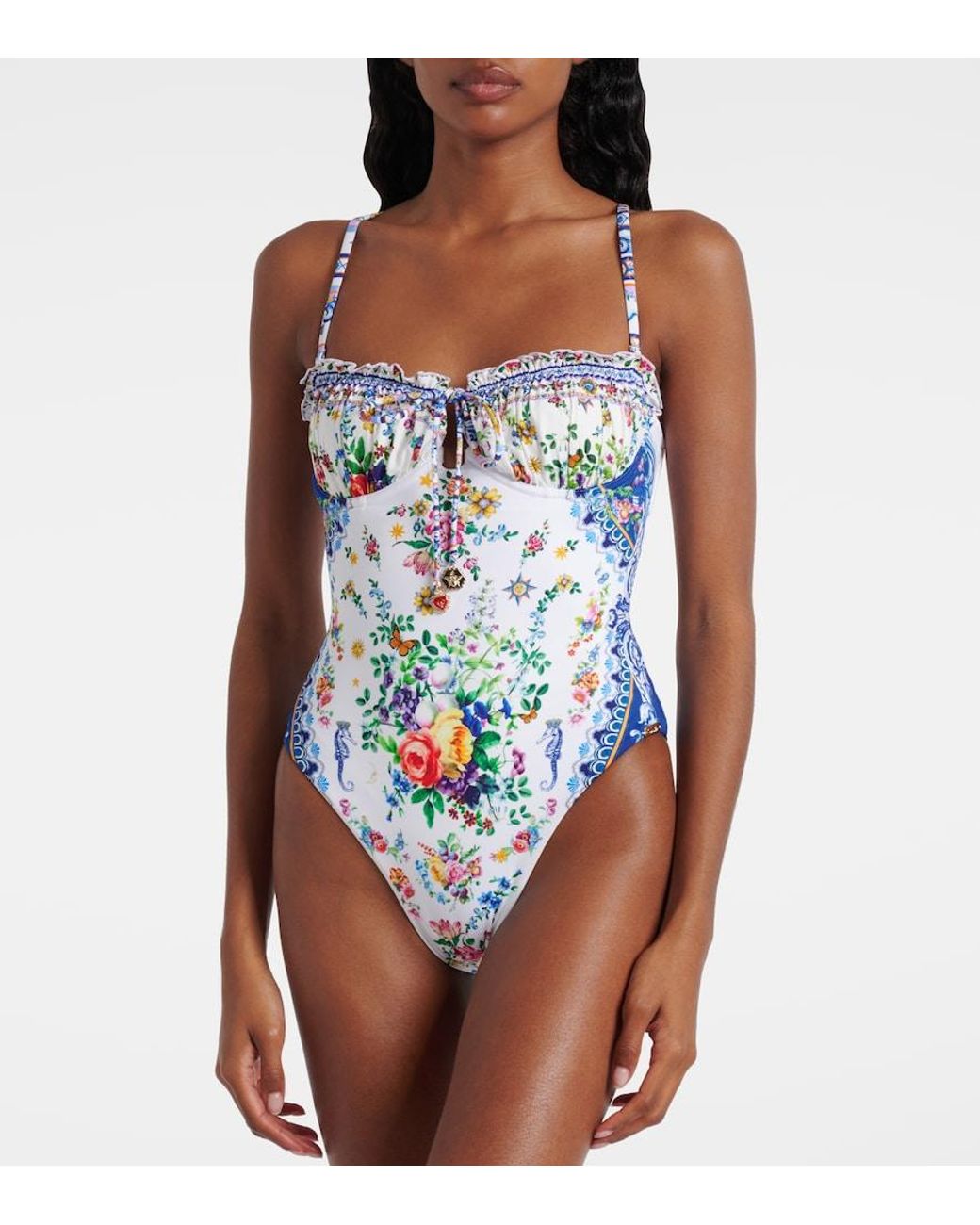 Camilla Blue Embellished Printed Swimsuit