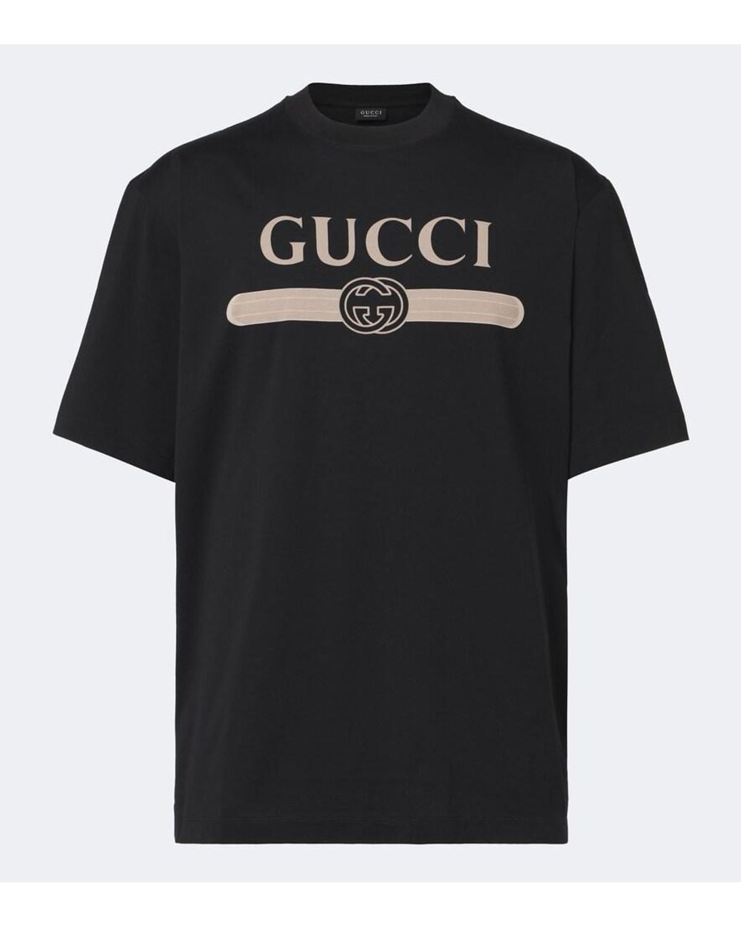 Gucci Black Interlocking G Printed Cotton Jersey T-Shirt for men