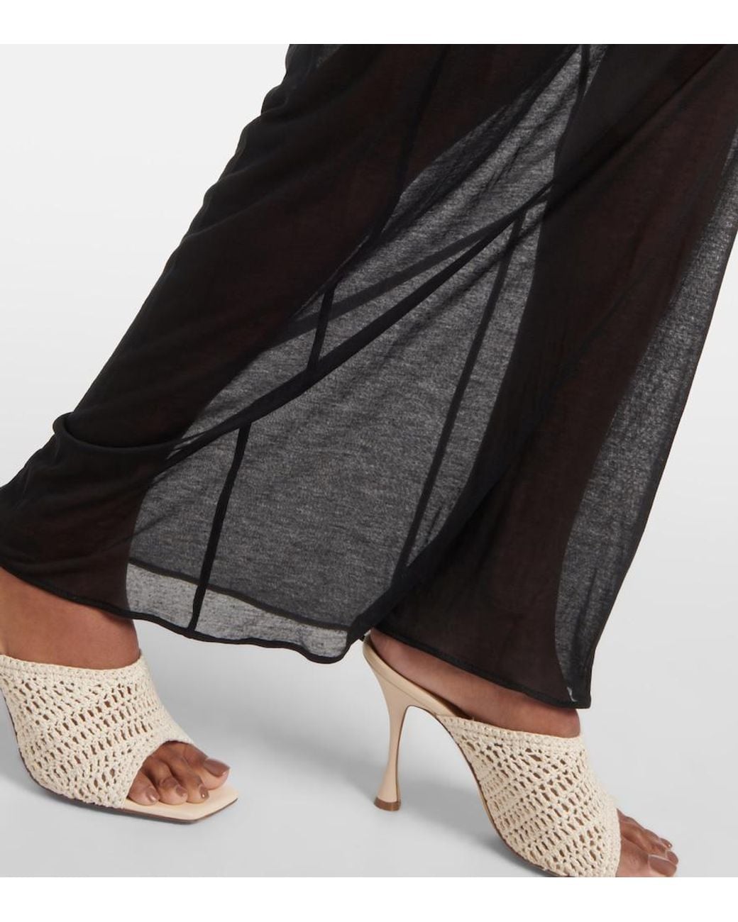 Magda Butrym Black Crochet-Trimmed Jersey Maxi Dress