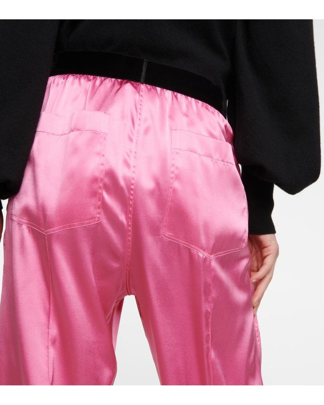 Tom Ford Pink High-Rise Silk-Blend Satin Pants