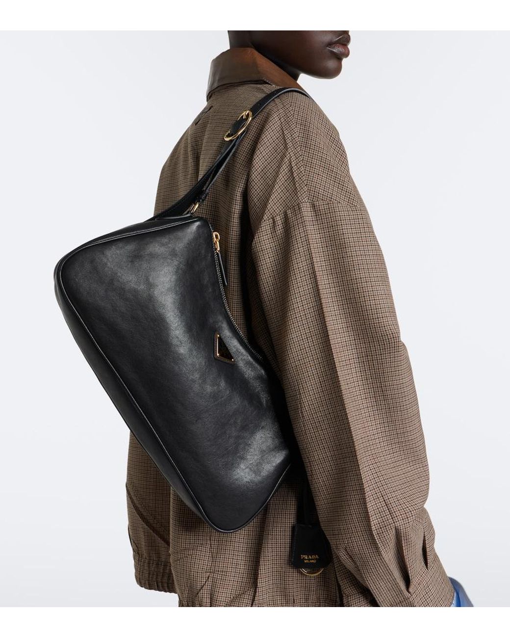Prada Black Aimee Large Leather Shoulder Bag