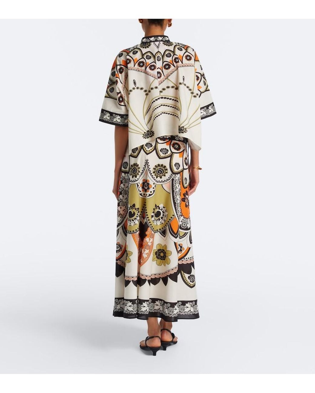 LaDoubleJ White Sarong Printed Cotton Muslin Wrap Skirt