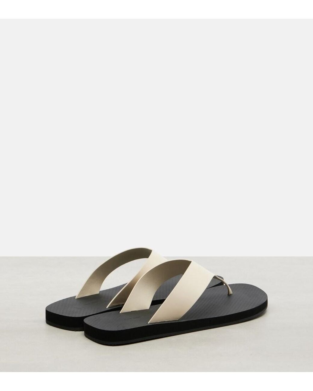 The Row Black Dune Classic Leather Thong Sandals