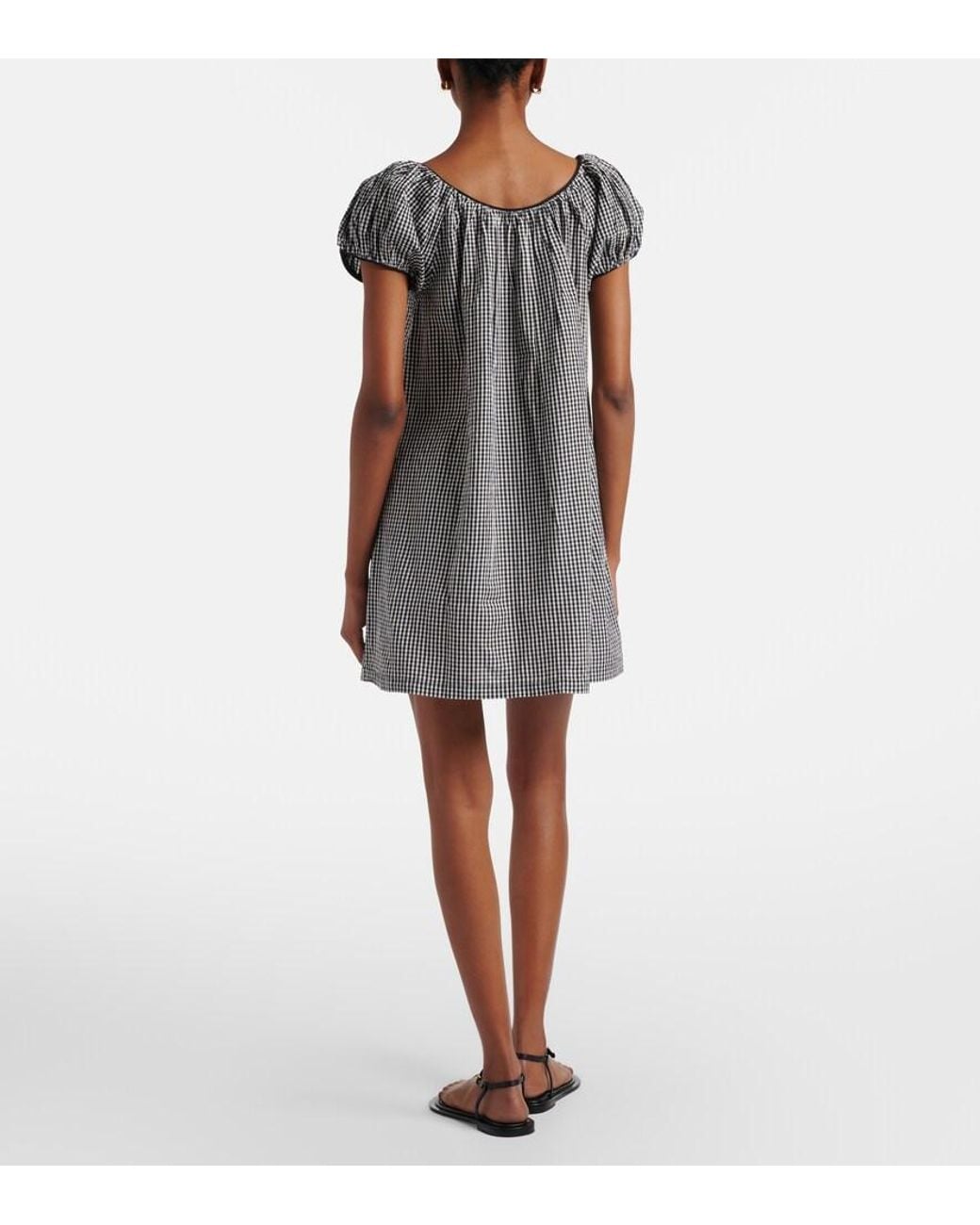 Doen Gray Julia Gingham Cotton Poplin Minidress