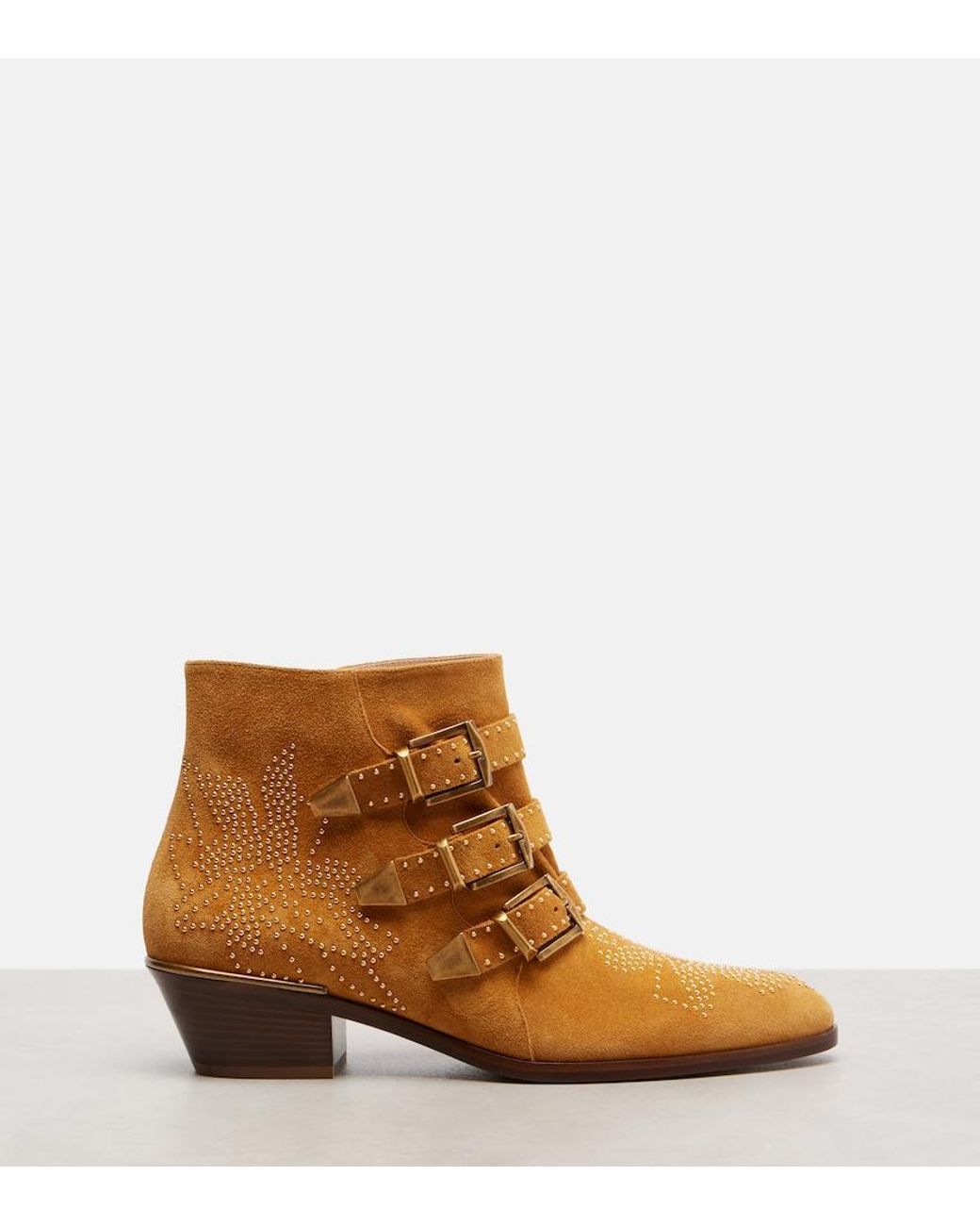Chloé Brown Susanna Studded Suede Ankle Boots