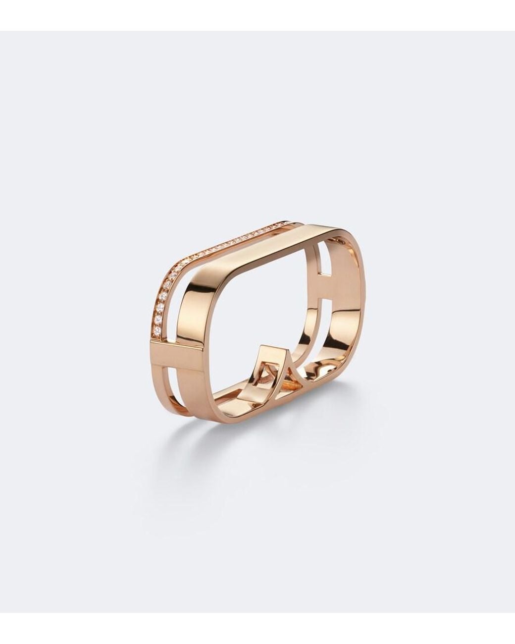 Repossi White Berbere 18Kt Rose Double Ring With Diamonds
