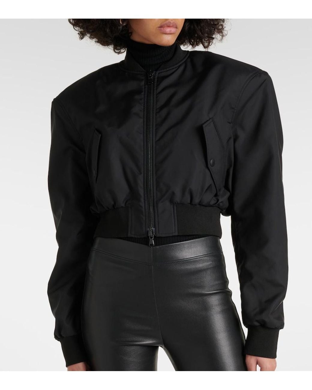 Chaqueta Bomber Cropped Wardrobe NYC de color Black