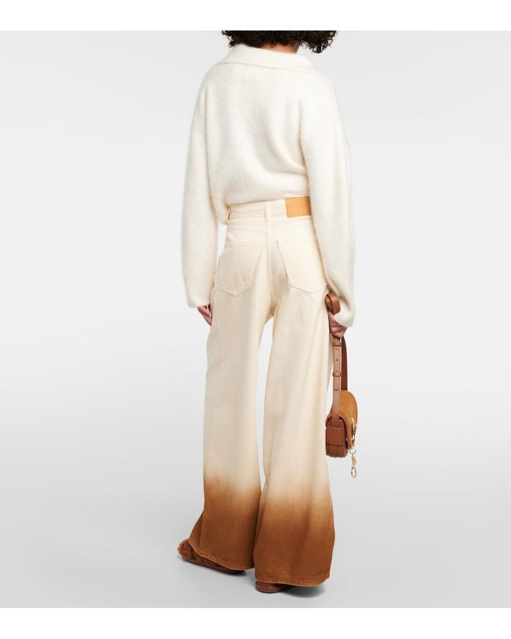 Alanui Natural High-Rise Wide-Leg Jeans