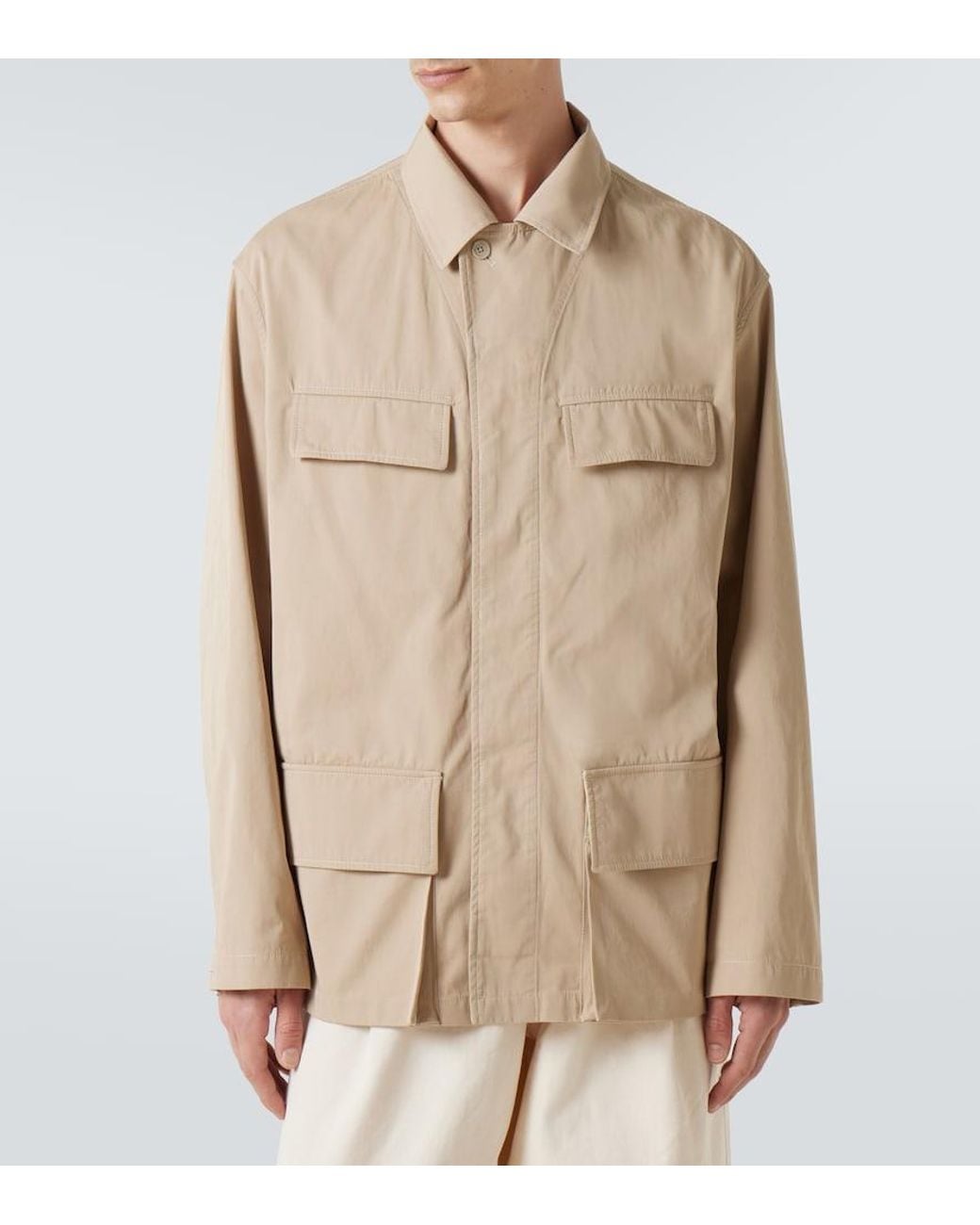 Lemaire Natural Cotton Twill Overshirt for men