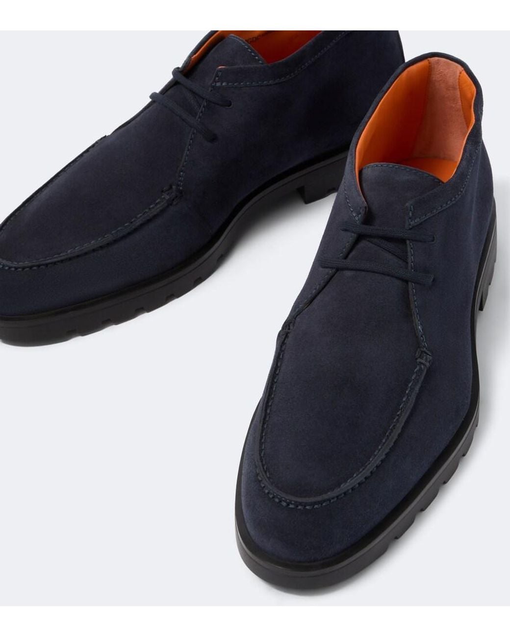 Santoni Blue Rock Wallabee Suede Boots for men