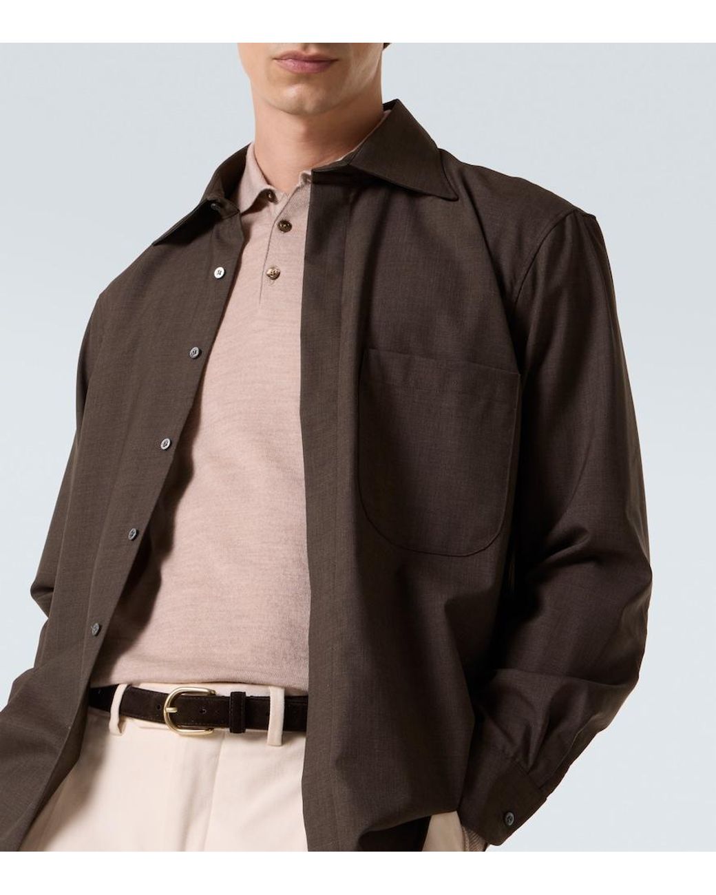 Saman Amel Hemd Aus Wolle in Green für Herren