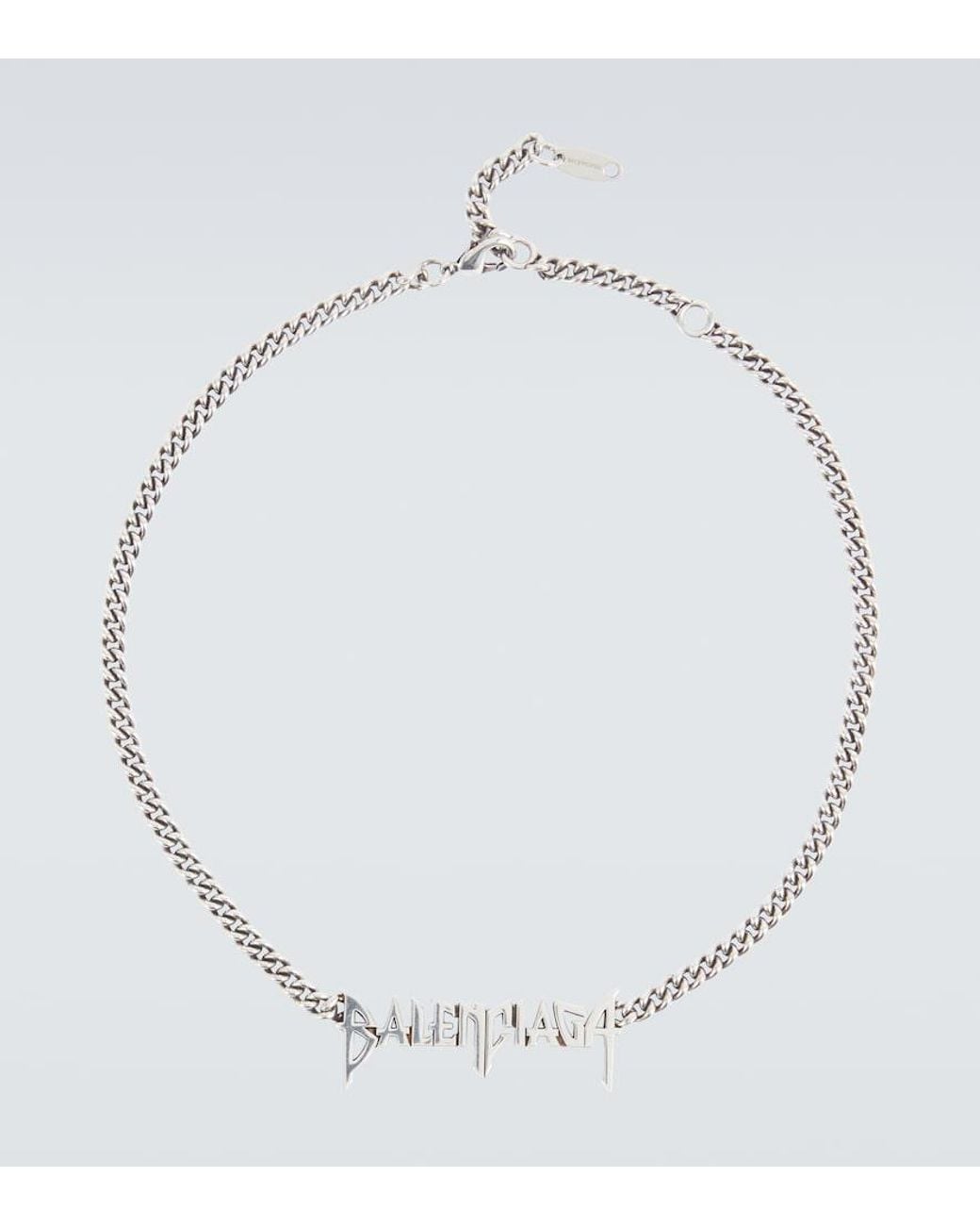 Balenciaga White Logo Necklace for men
