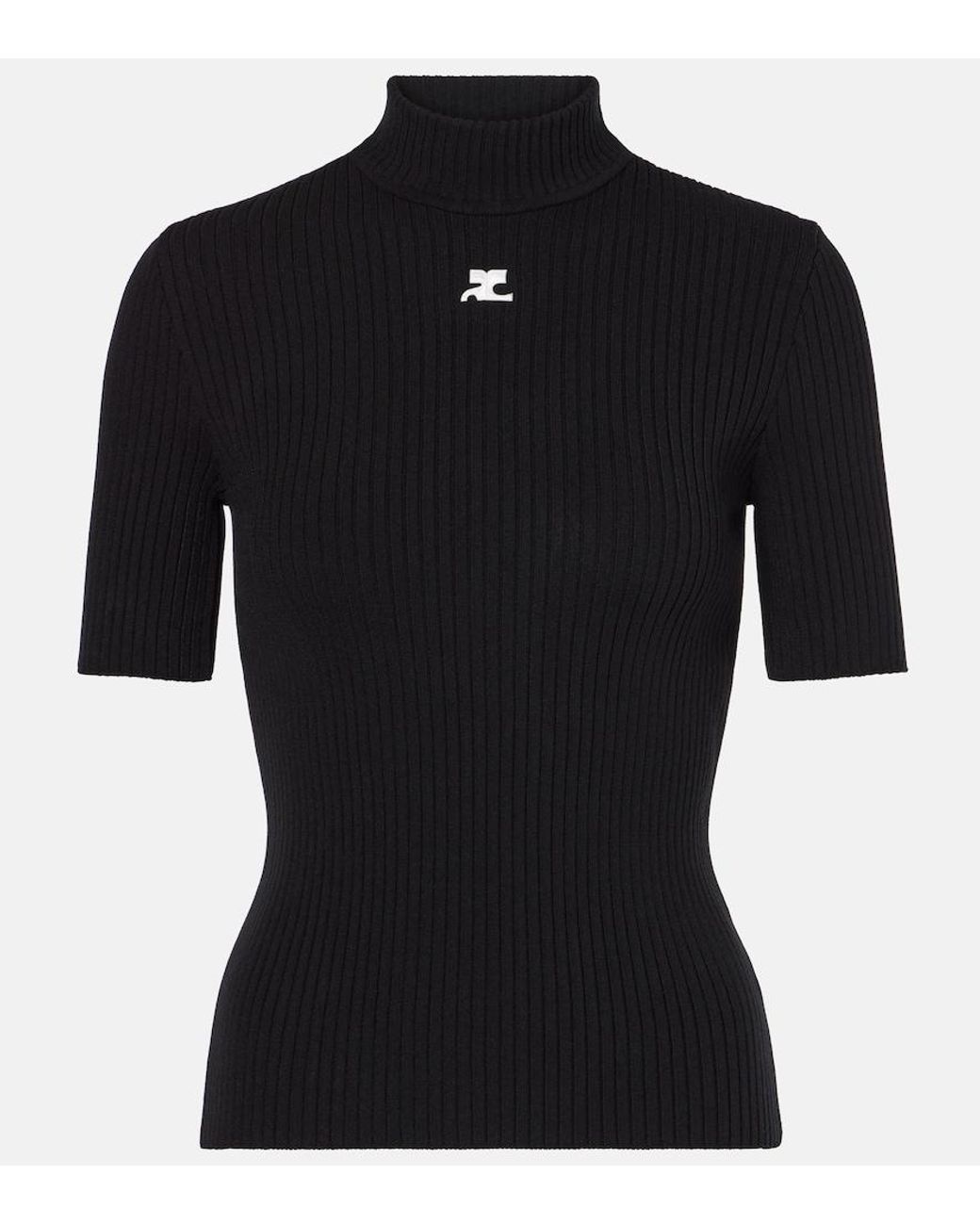 Courreges Black Reedition Ribbed-Knit Top
