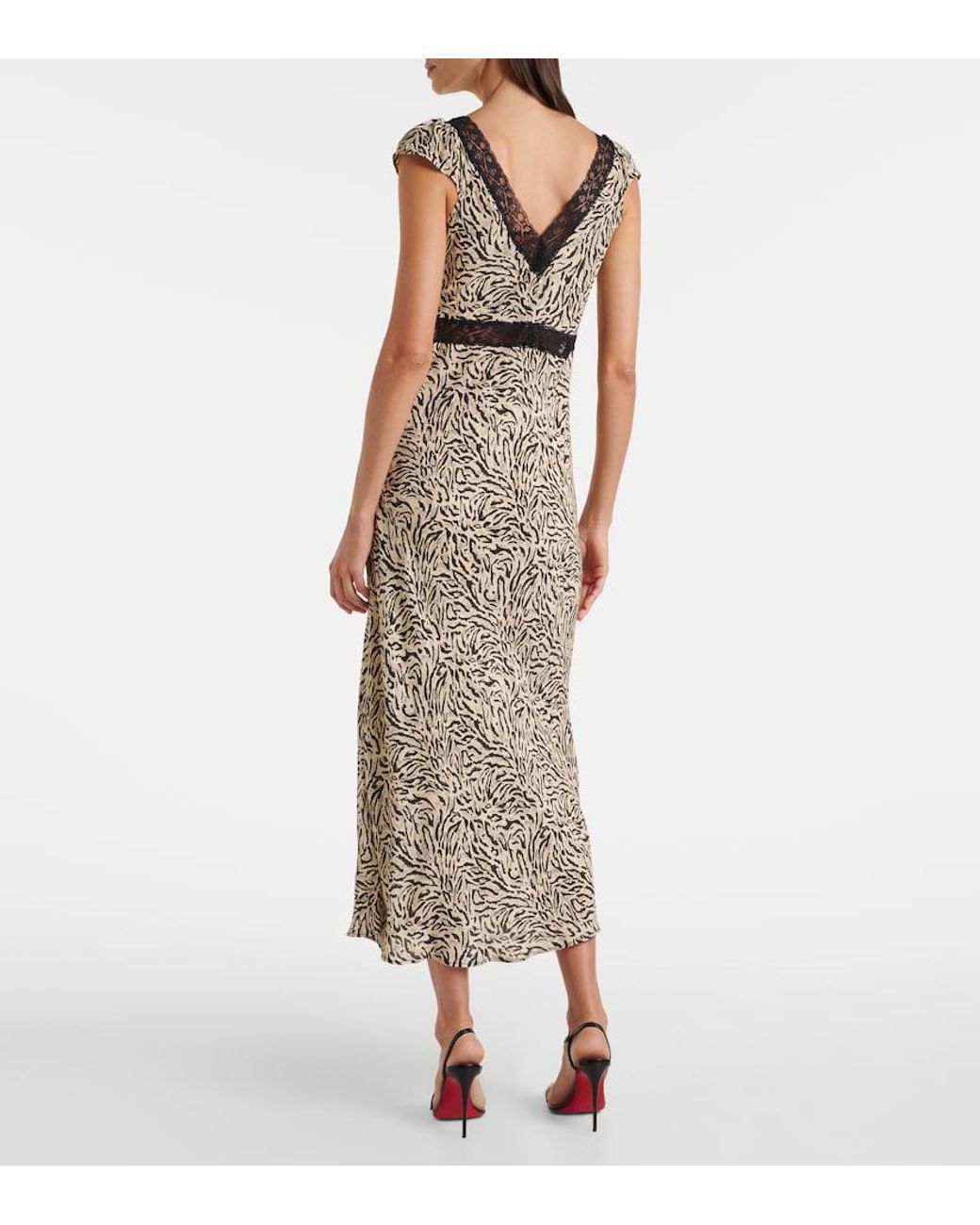 Rixo Black Iggy Embroidered Midi Dress