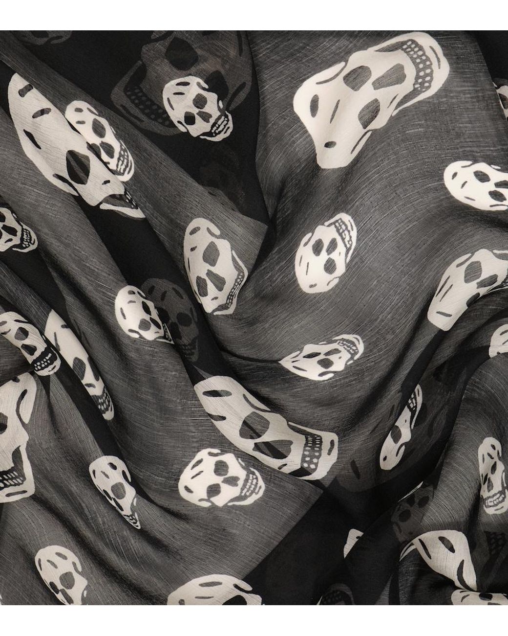 McQueen Metallic Skull Silk Scarf