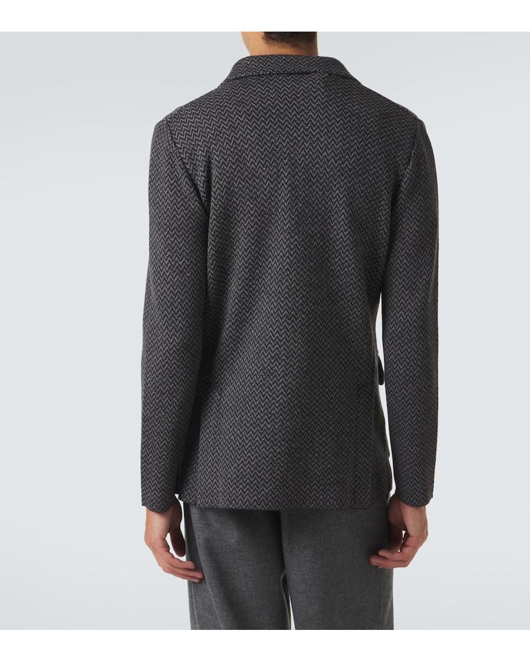 Lardini Black Virgin Chevron Wool Blazer for men