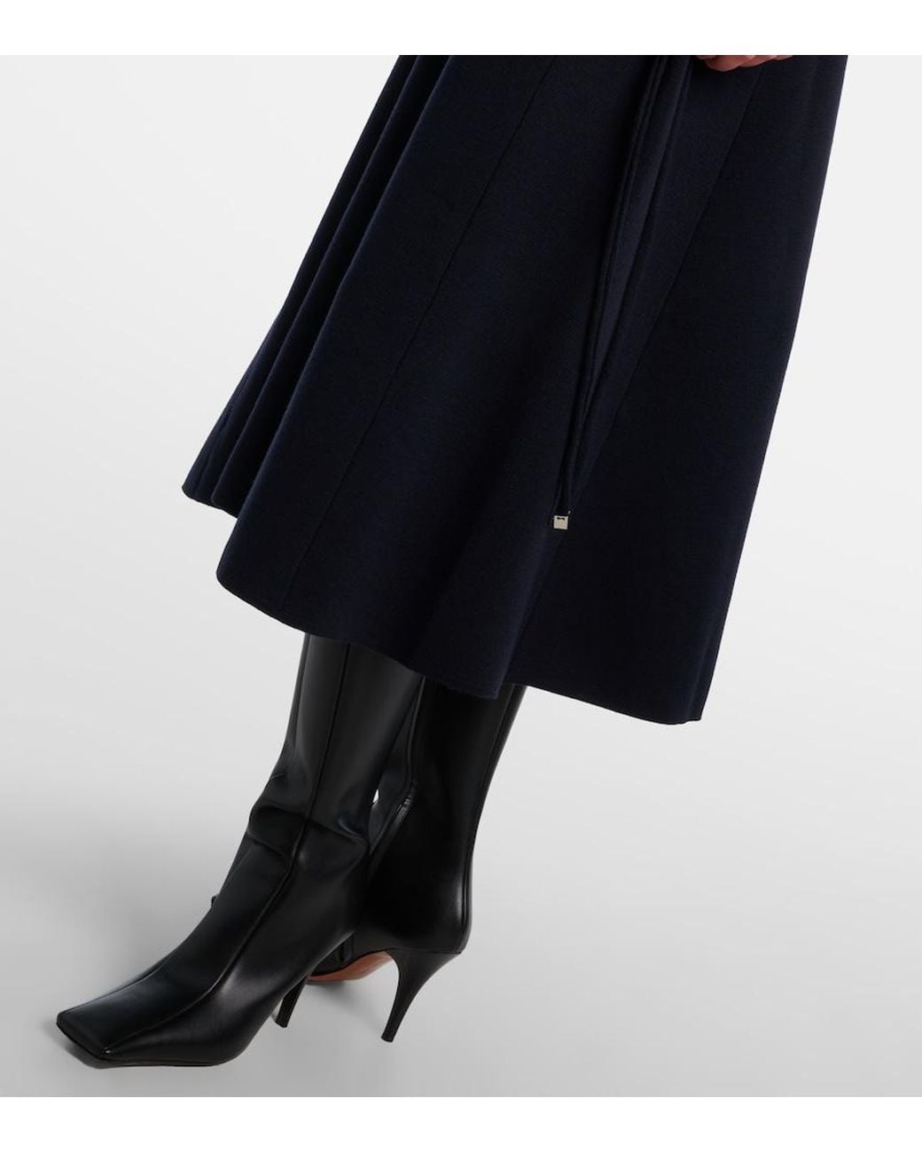 Max Mara Blue Delfi Virgin Wool Midi Dress
