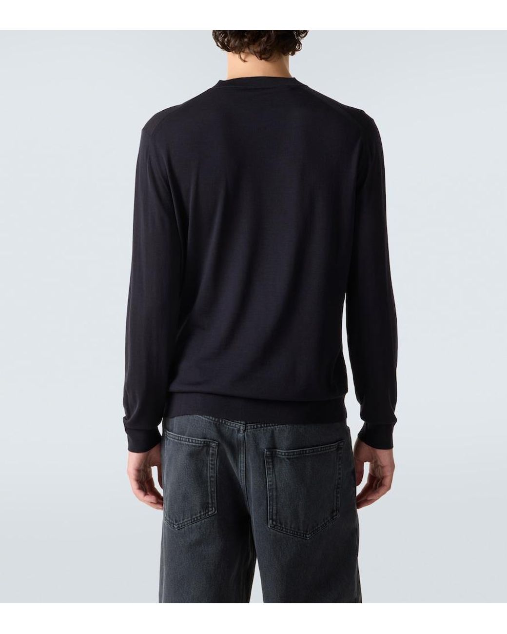Prada Blue Virgin Wool Sweater for men